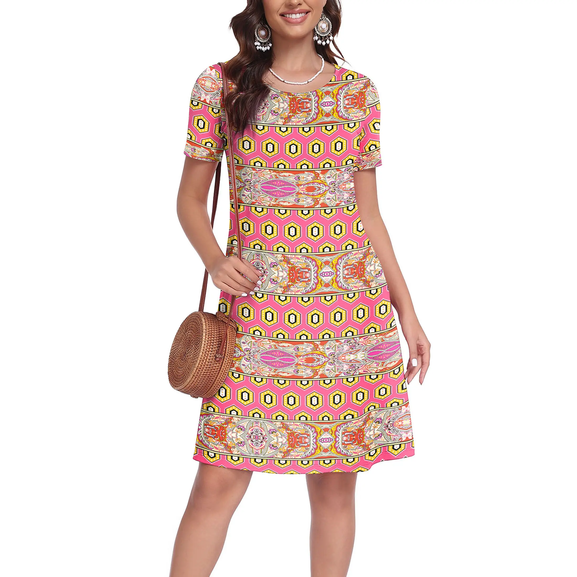 Women’s Floral Midi Dress with Pockets – Casual Summer Travel Style
