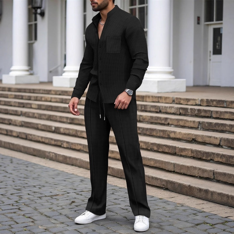 🎁2026 New Arrivals💥Men’s Casual Waffle Shirt Pants 2-Piece Set🔥