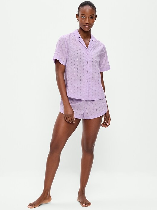 Classic Eyelet Sleep Short Set  Fresh Lilac