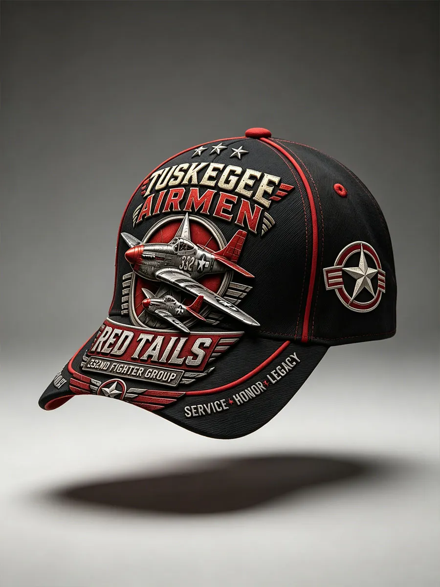 Tuskegee Airmen Red Tails Fighter Plane Vintage Baseball Cap