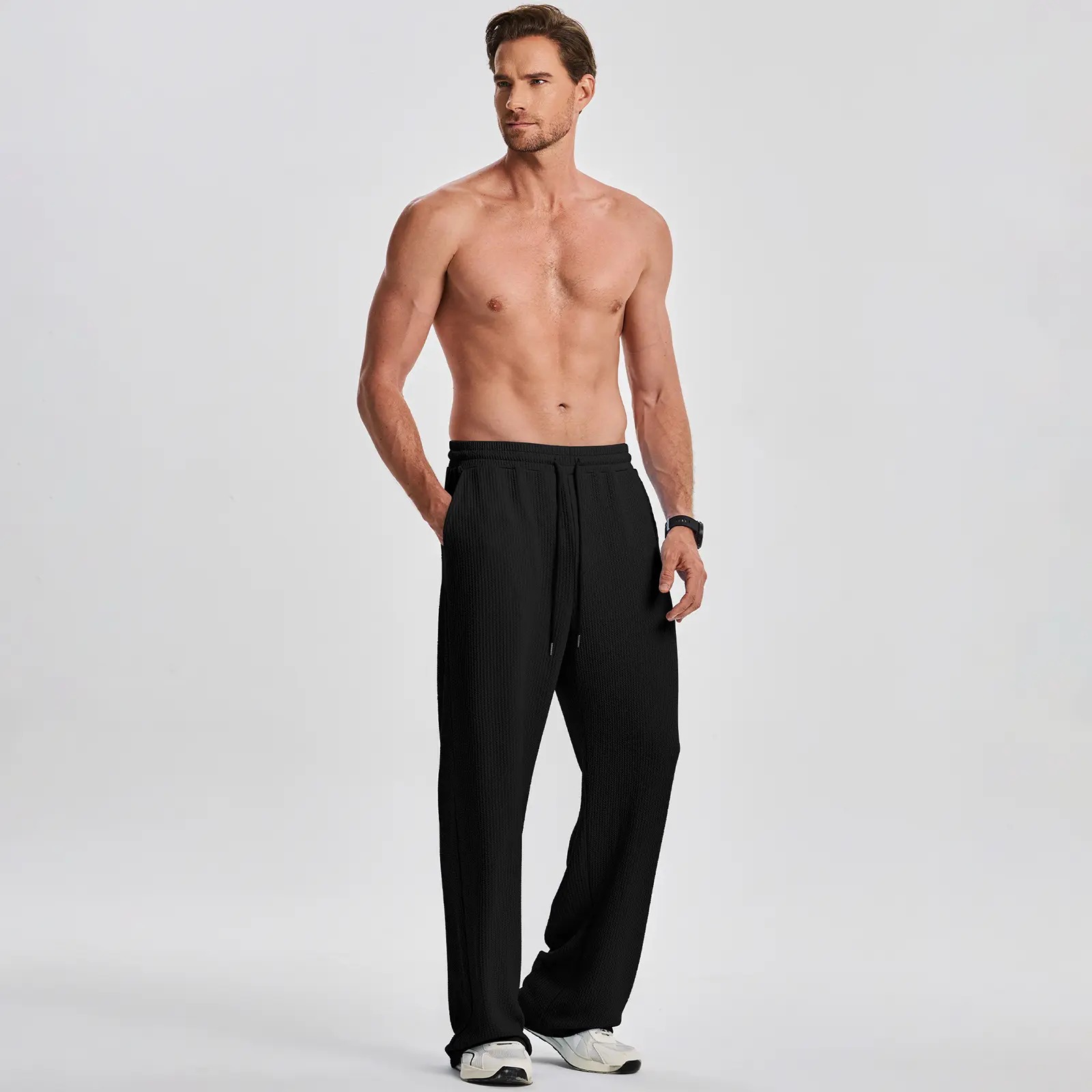 Men's Rib Knit 2 Piece Outfit Sleeveless Tank Top & Baggy Wide Leg Pants