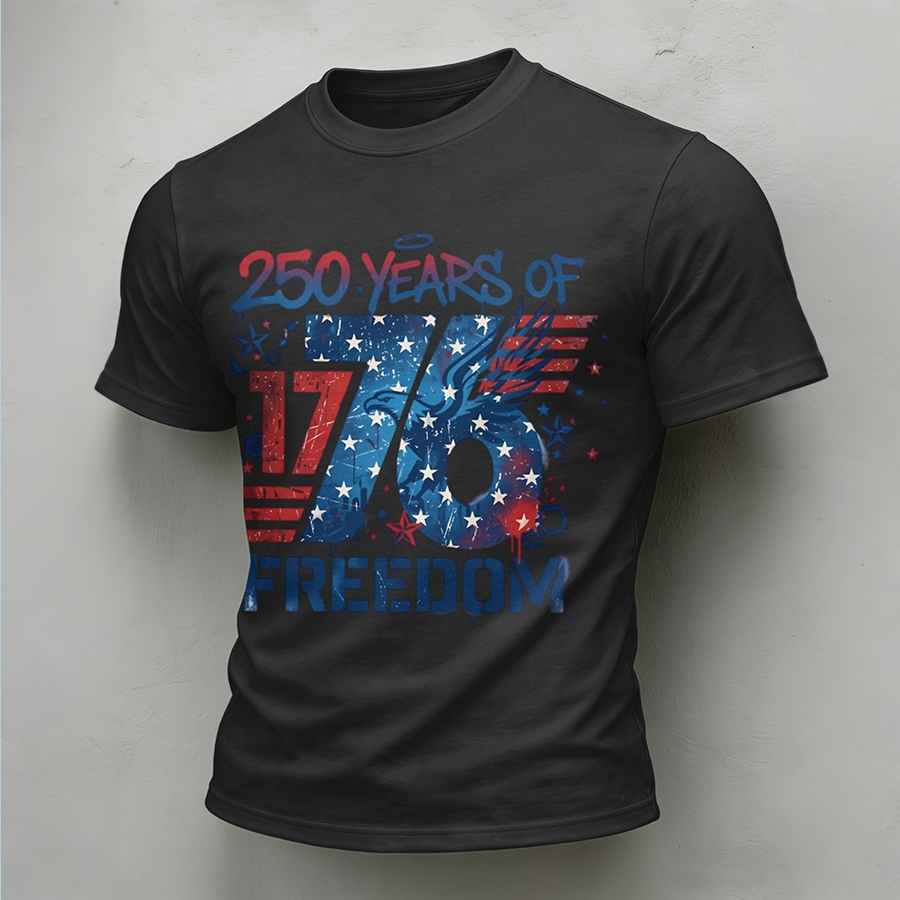 Men'S Casual American Founding Celebration Personalized Printed Round Neck T-Shirt