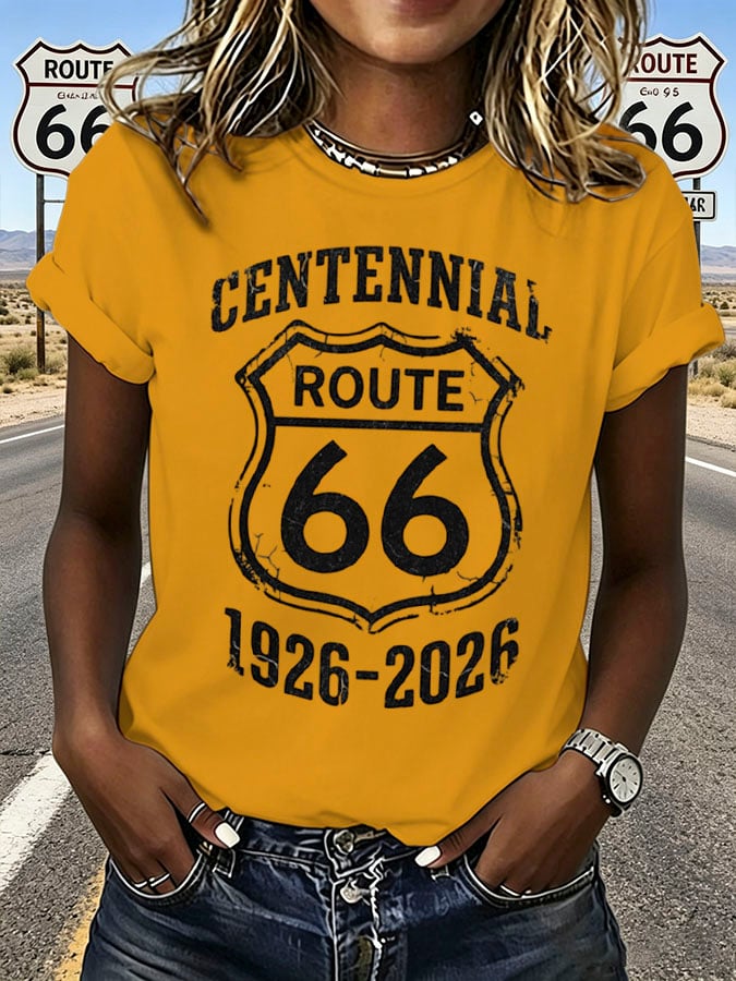 Women's Route 66 Centennial Print Casual T-shirt
