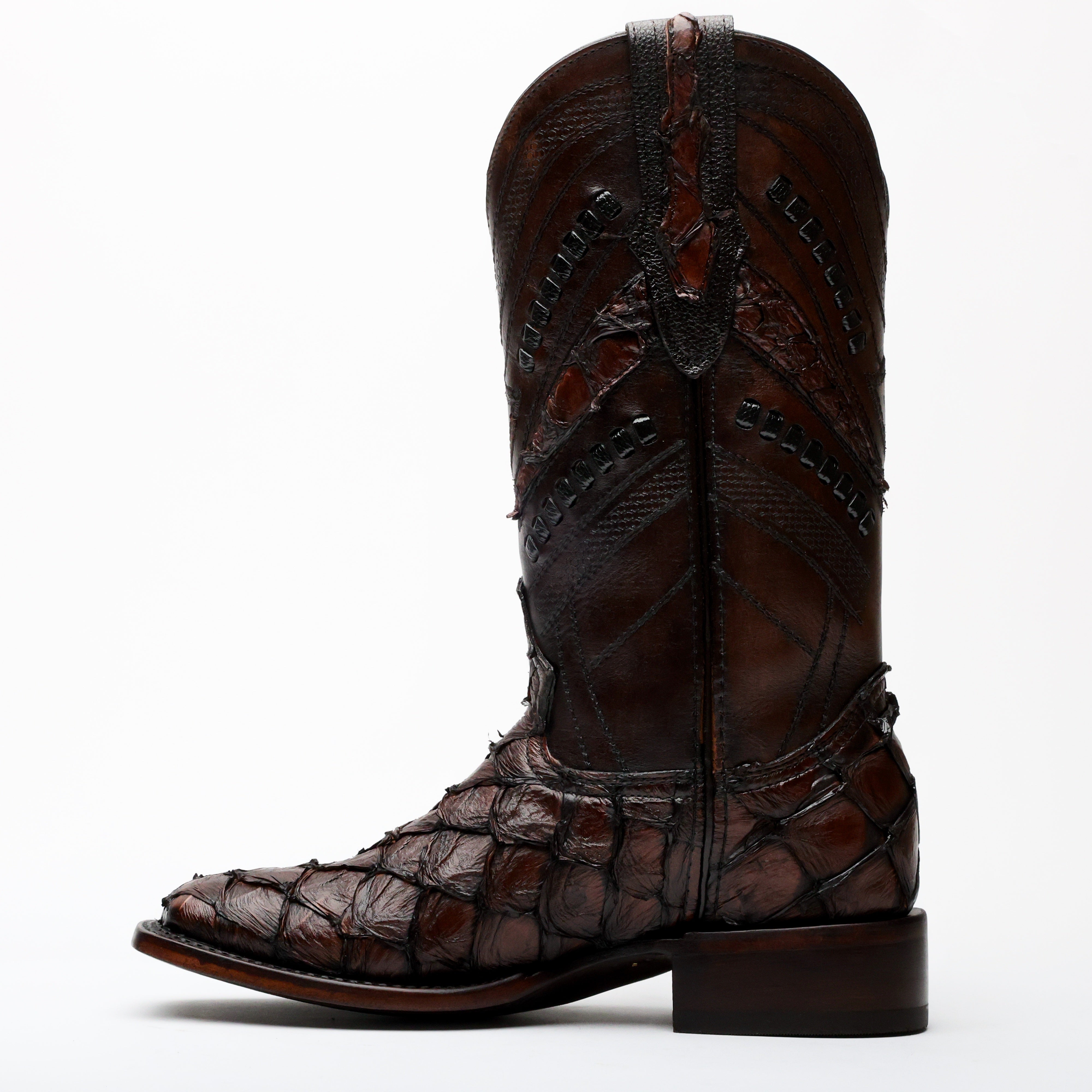 AUTHENTIC Brown Pirarucu Boots - Square Toe