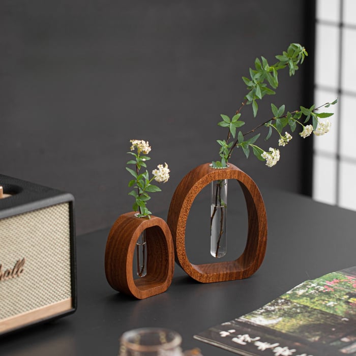 Solid Wood Glass Vase