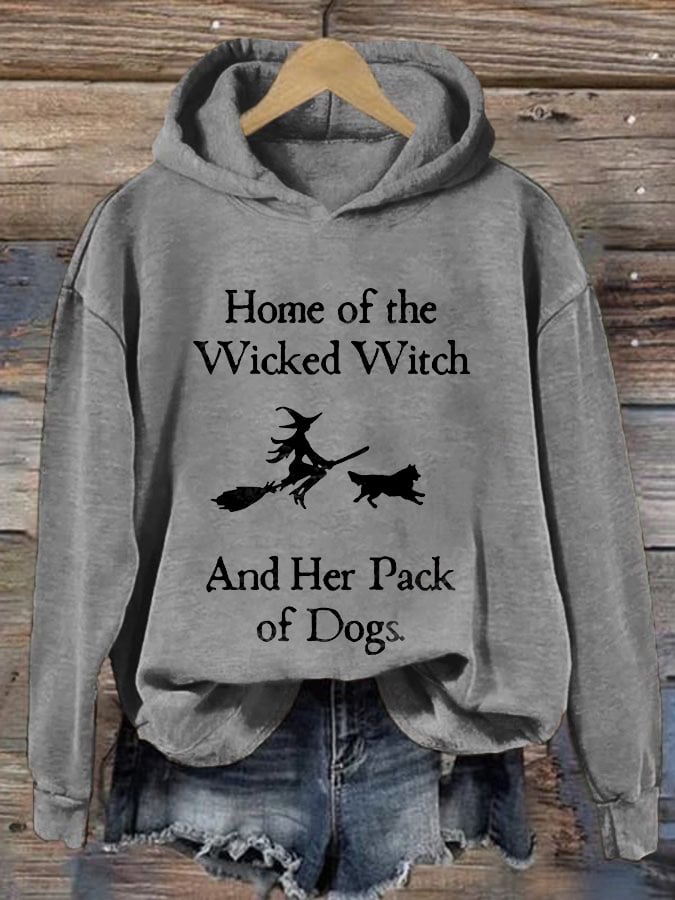 Retro Home Of The Wicked Witch And Her Pack Of Dogs Print Sweatshirt