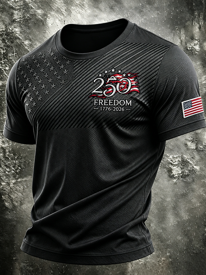Men's Patriotic American Flag Print T-shirt