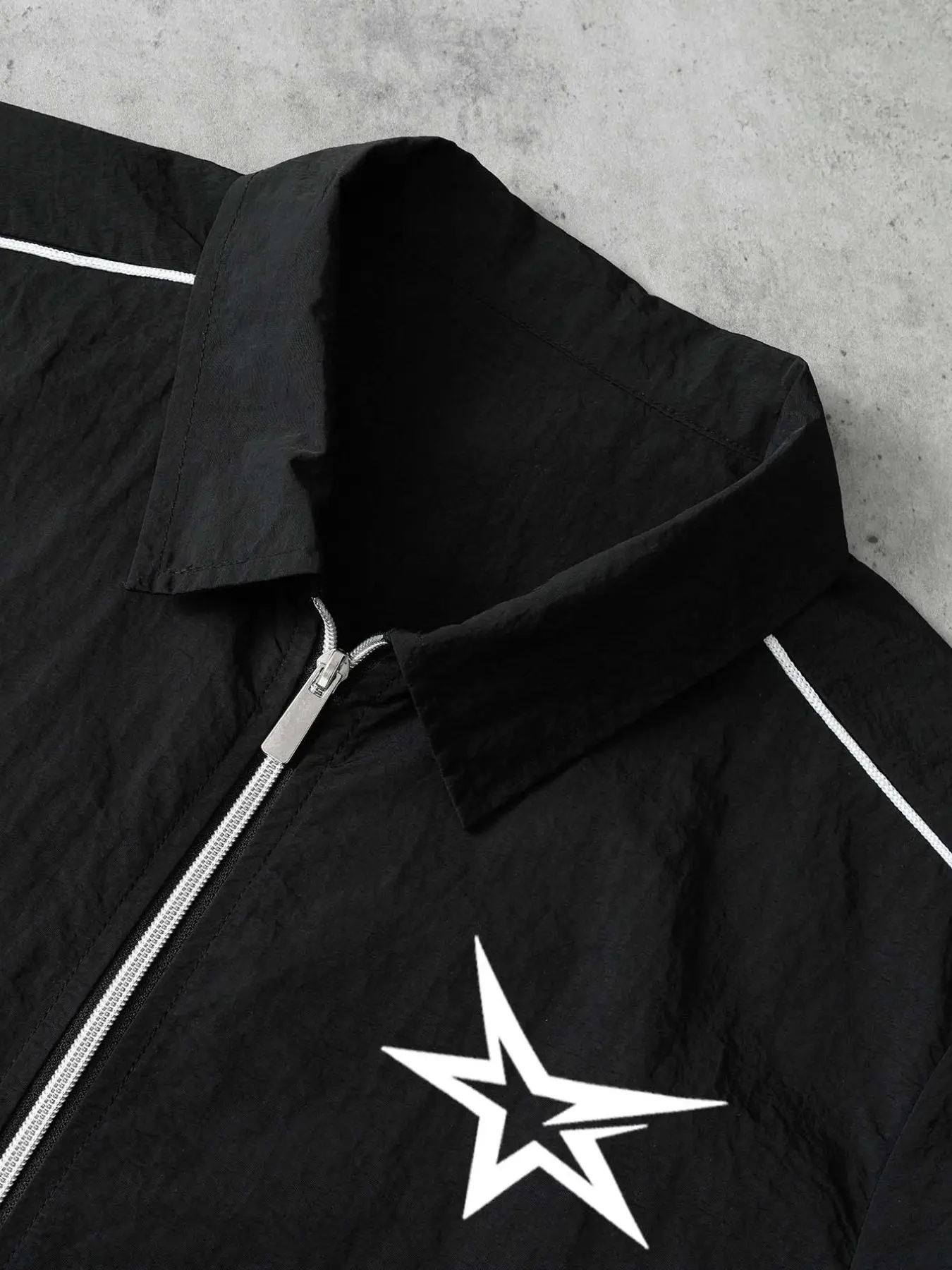 Stars Pattern Casual Set Short Sleeve Zipper Shirt + Gym Shorts Two-Piece Set, Breathable Comfort Spring Summer Daily Wear Activewear Set