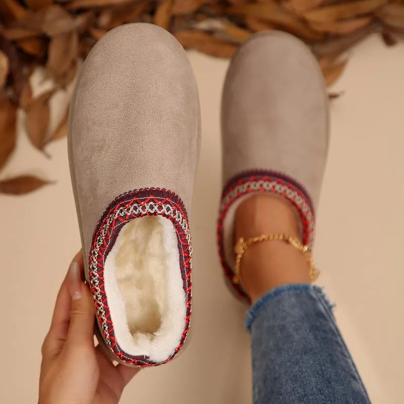Women's Slipper Suede Leather Indoor/Outdoor Comfy Fleece Lined Short