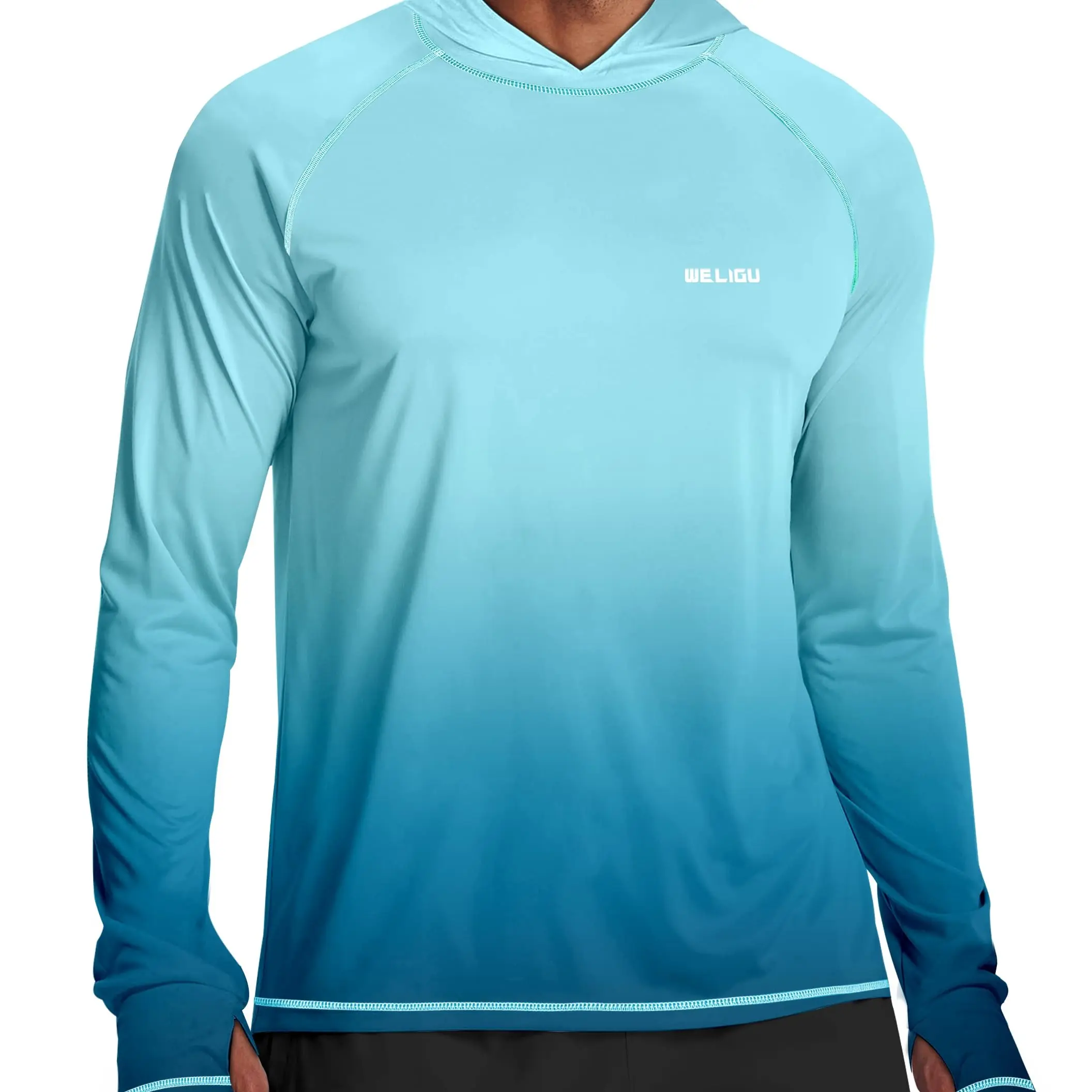 Men's UPF 50+ Sun Protection Hoodie Shirt Long Sleeve SPF Fishing Outdoor UV Hiking Lightweight Shirts