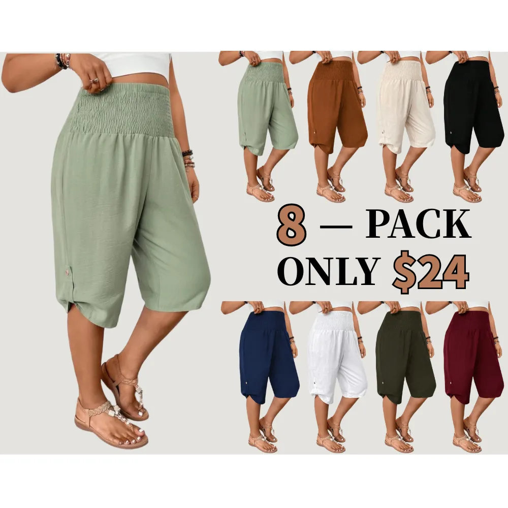 Factory Direct Women's Elastic Waist Comfort Capri Pants, 8-Pack Only $24
