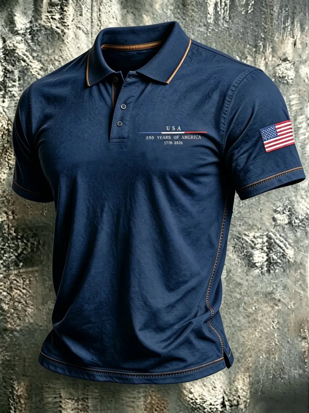 Men'S Casual American 250Th Anniversary Embroidered Commemorative Printed Polo Shirt