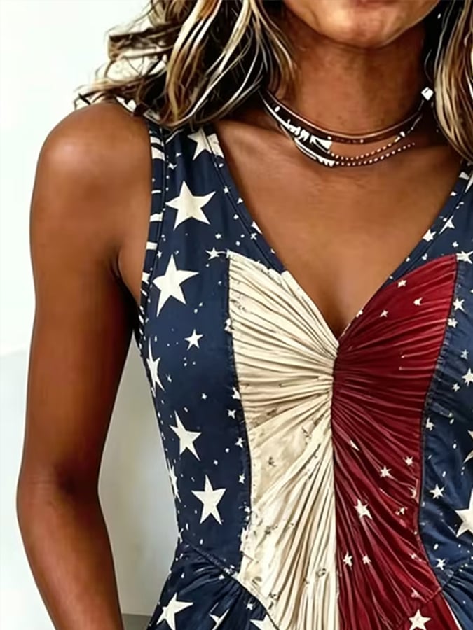 Women's Independence Day Printed Ruched Tank Top