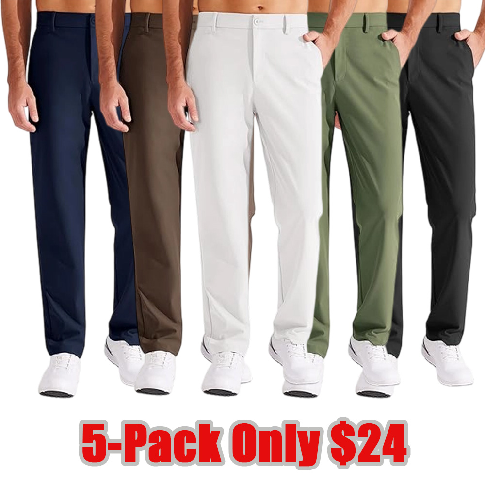 Men's Golf Pants Classic Fit Flat Front Work Dress Pants 29