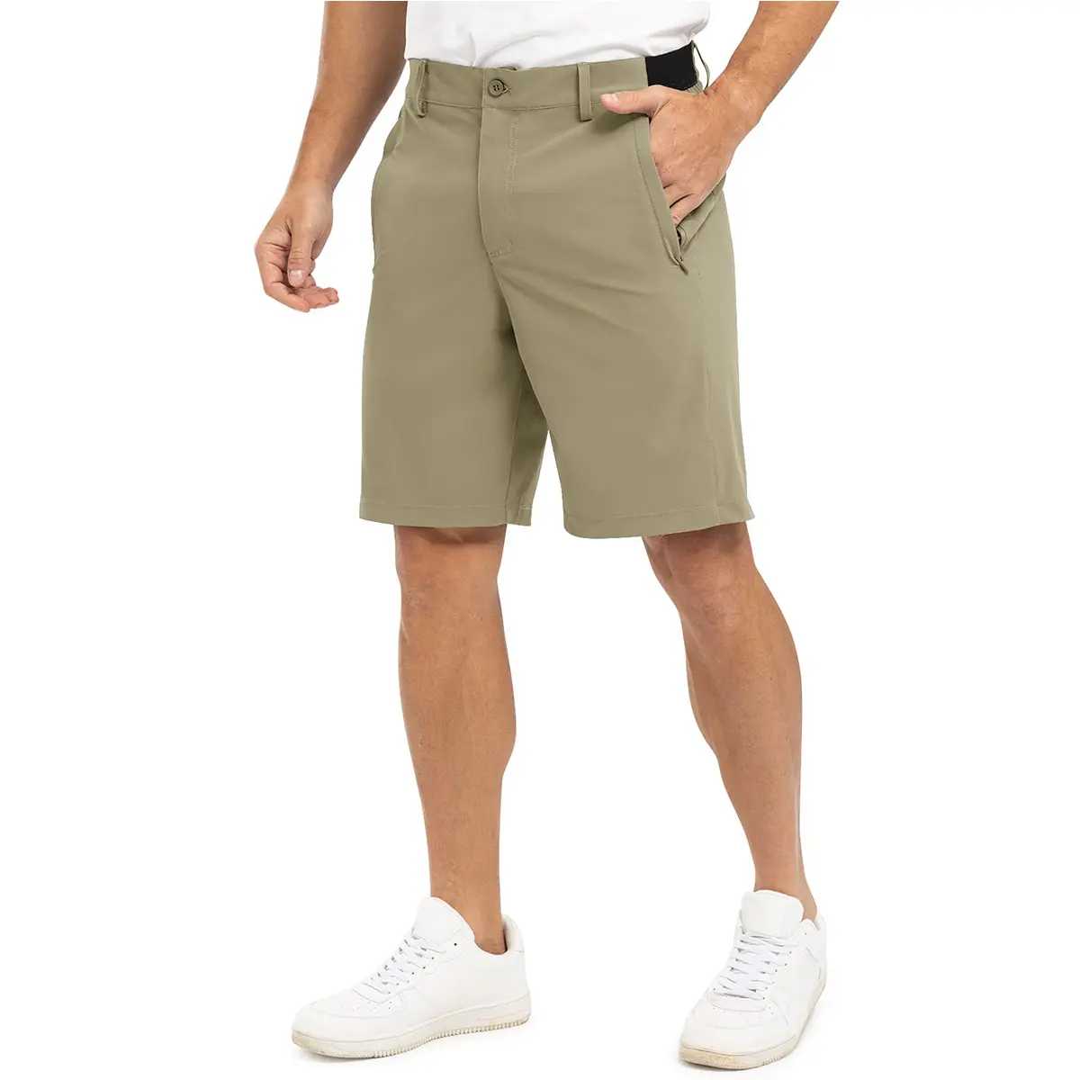 Men's 4-Way Stretch Shorts Quick Dry Casual Work Golf Pants Lightweight Breathable Zip Pockets Pants Summer Outdoor Bottoms