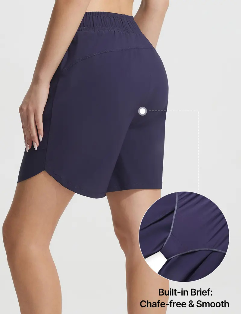 Women's 7-Inch High-Waisted Beach Swim/Athletic Shorts