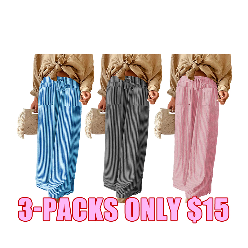 🌿 Women's Striped Drawstring Casual Pants