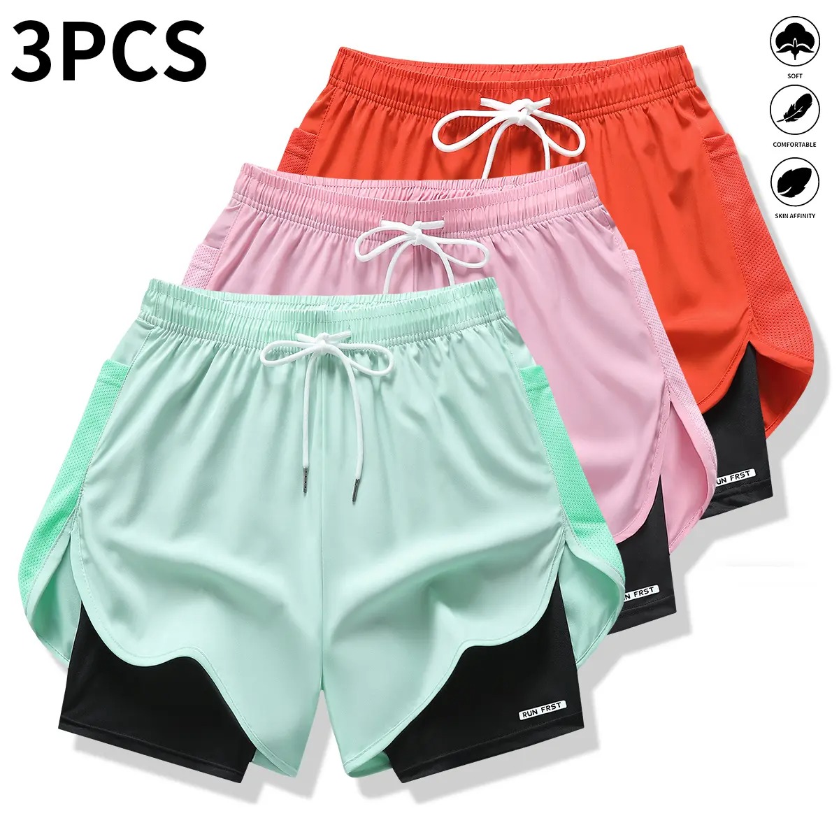 Women's Faux Two-Piece Athletic Shorts