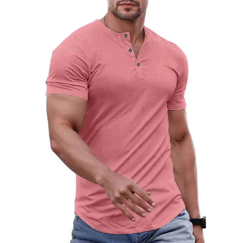 🔥2026 Flash Sale🔥Men's Muscle Slim Fit Button Henley Shirt