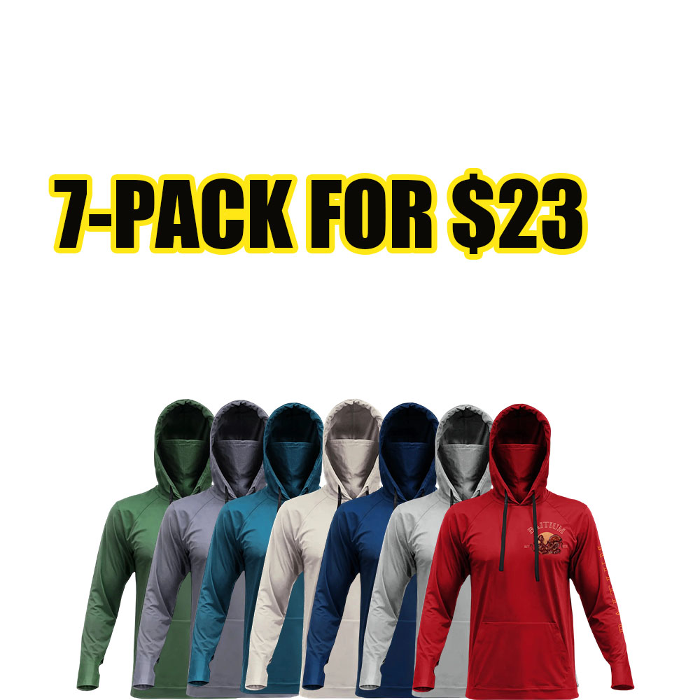 🏕️ Men’s UPF 50 Hooded Performance Fishing Shirt – Lightweight Outdoor Long Sleeve with Gaiter