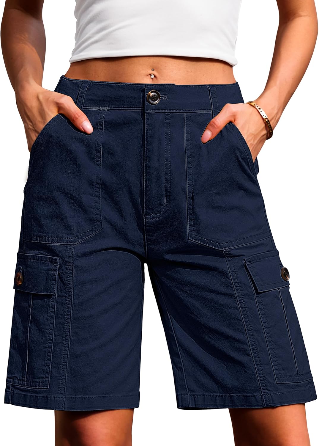 Eddoyee Women's Bermuda Cargo Shorts