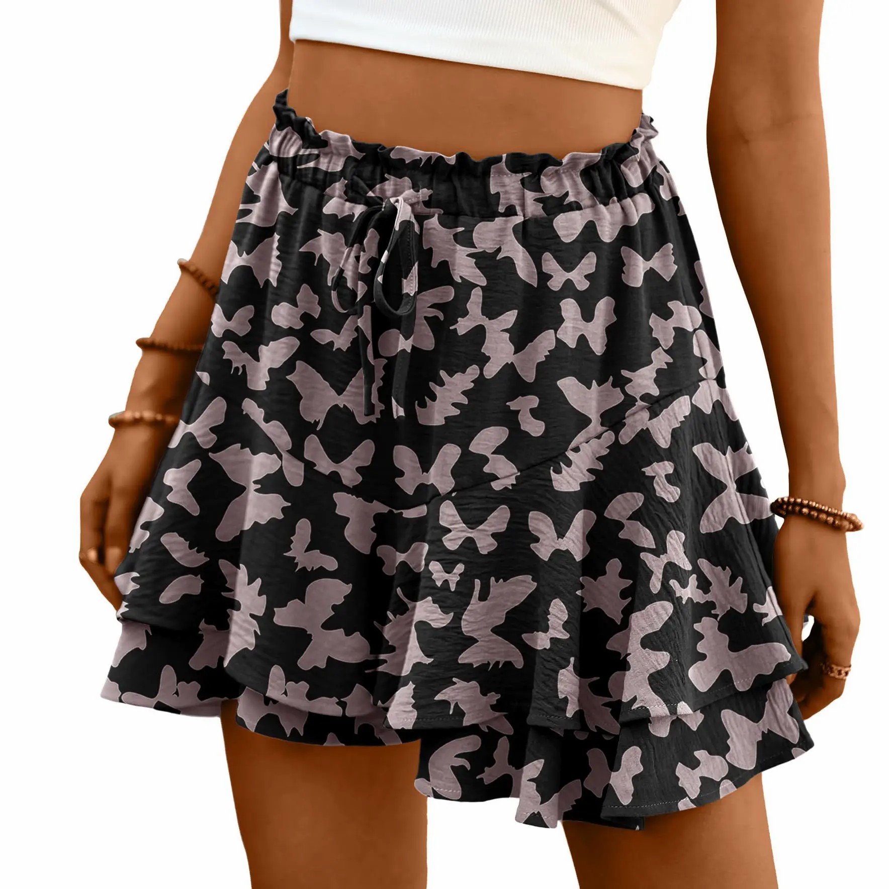 Women's High Waist Butterfly Flowy Skort