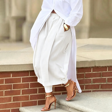 Women's Loose Cotton Lantern Pants – Soft Breathable Elastic Waist Casual Summer Pants with Pockets
