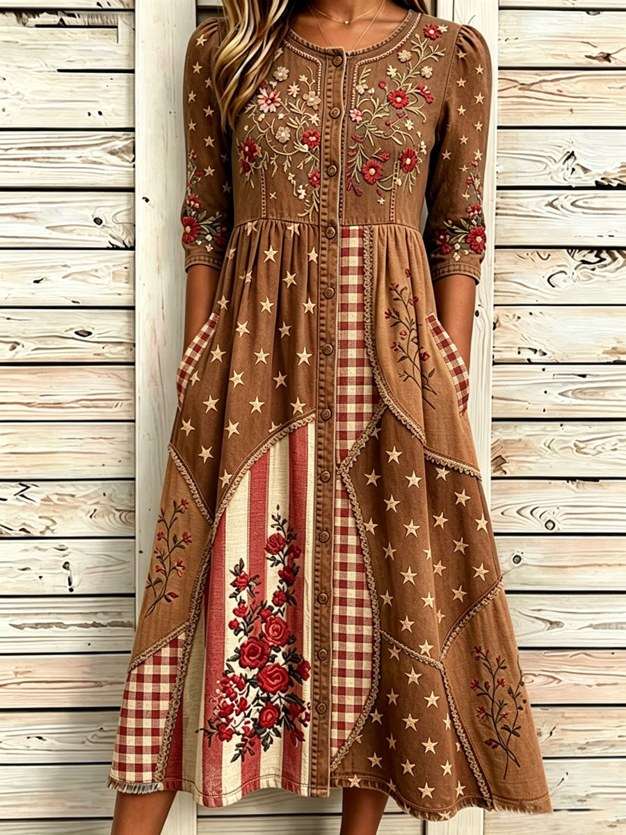 Women'S Casual American Independence Day Print Art Casual Dress
