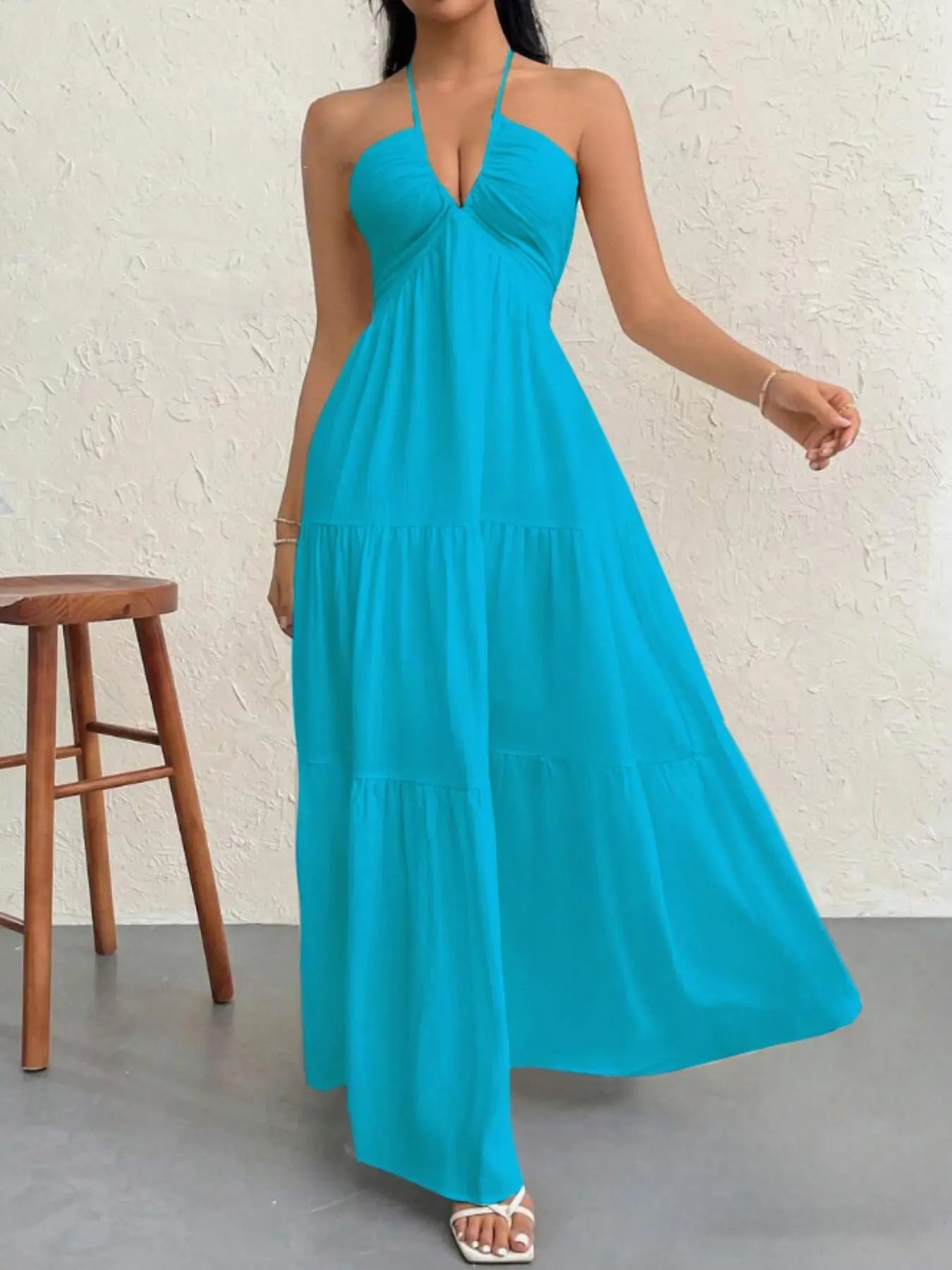 Women's Solid-Color Dress Casual, Loose-Fit, Sleeveless Dress & Ideal for Beach Vacations