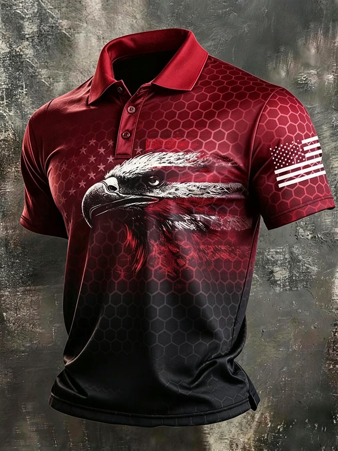 Men's 250th U.S. Independence Day Print Casual Short-Sleeve Polo Shirt