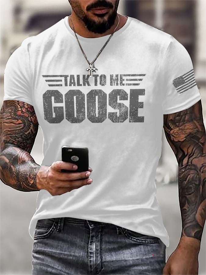 Men's Retro Talk To Me Goose Print T-Shirt