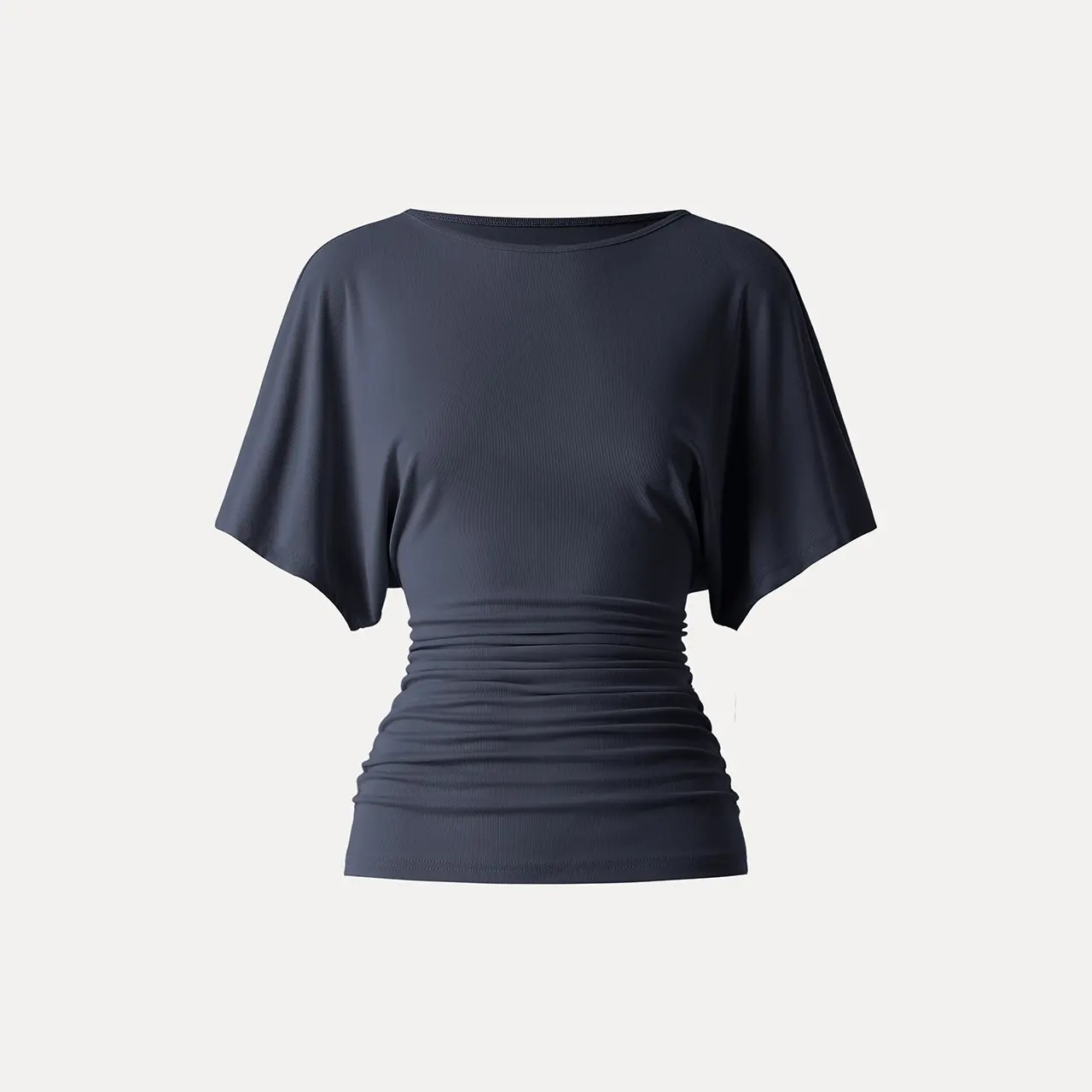 Women's Boatneck Batwing Sleeve Top with Side Ruching