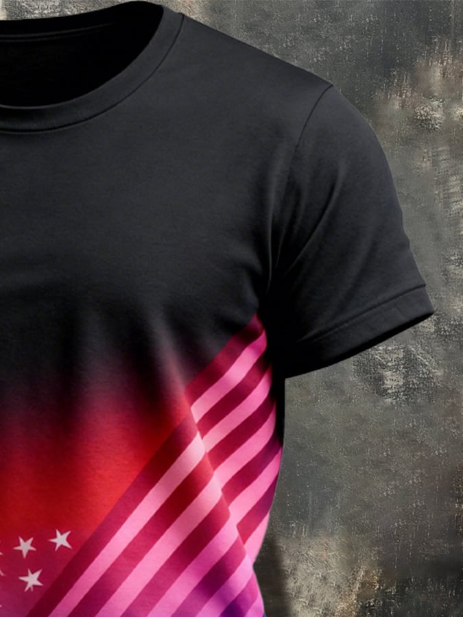 Men's Retro Patriot Camouflage Patchwork T-shirt