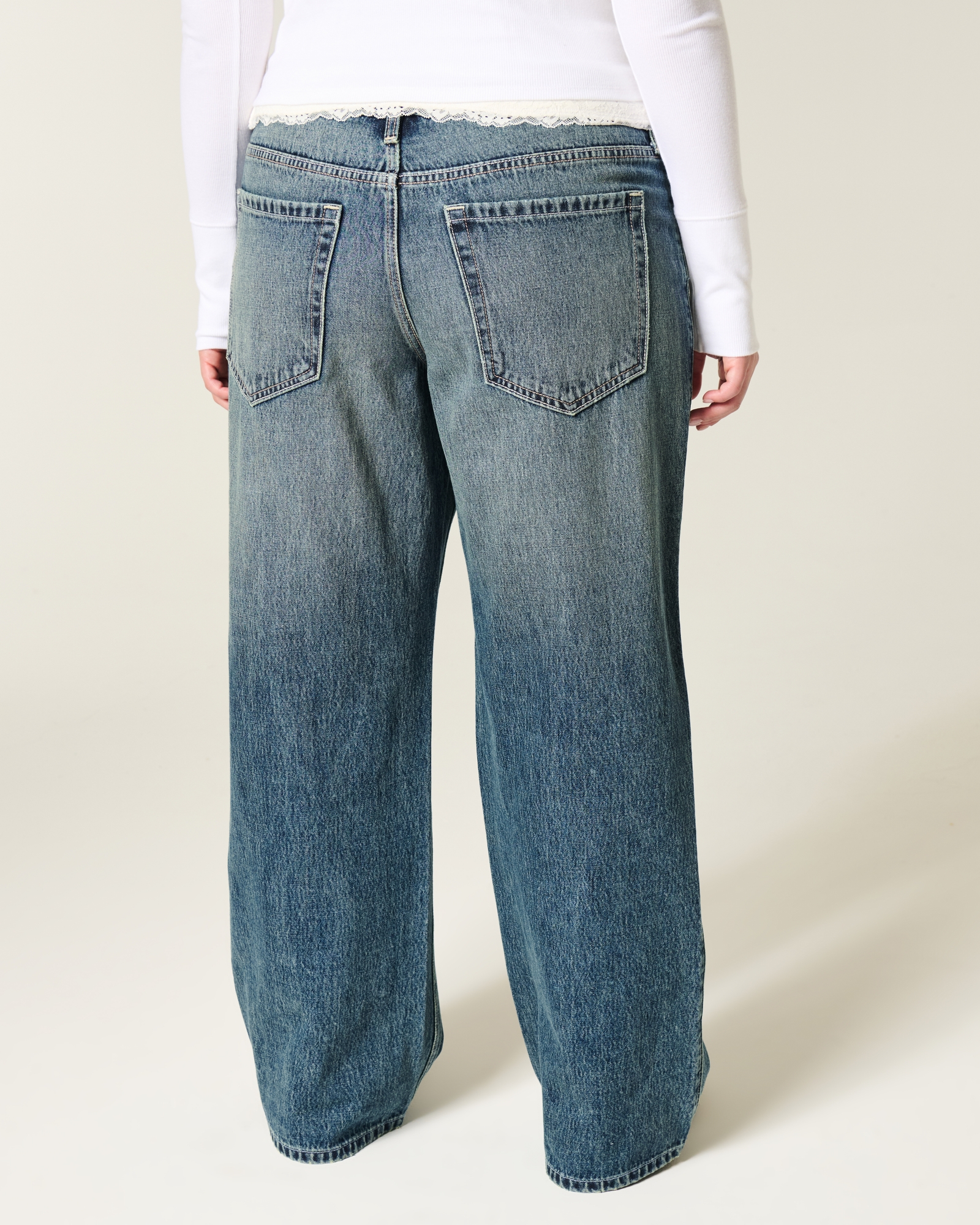 Low-Rise Dark Wash Baggy Jeans