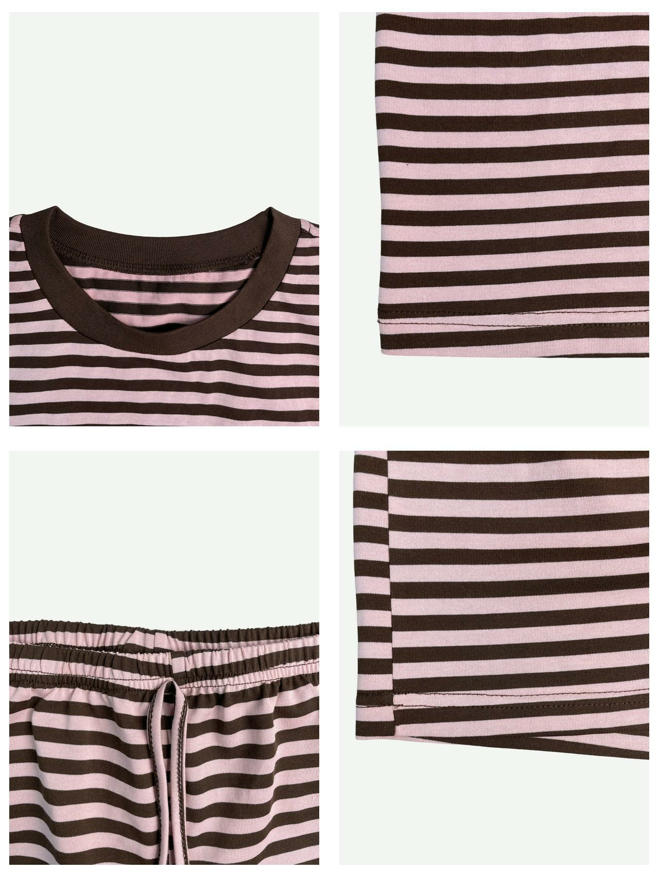2 Spring Summer Stripe Print 2 Piece Outfit Women