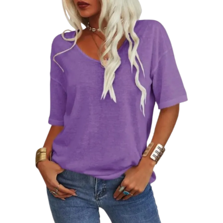 ✨Women's Solid Color V-Neck T-shirt [On Sale & Quick Ship!]