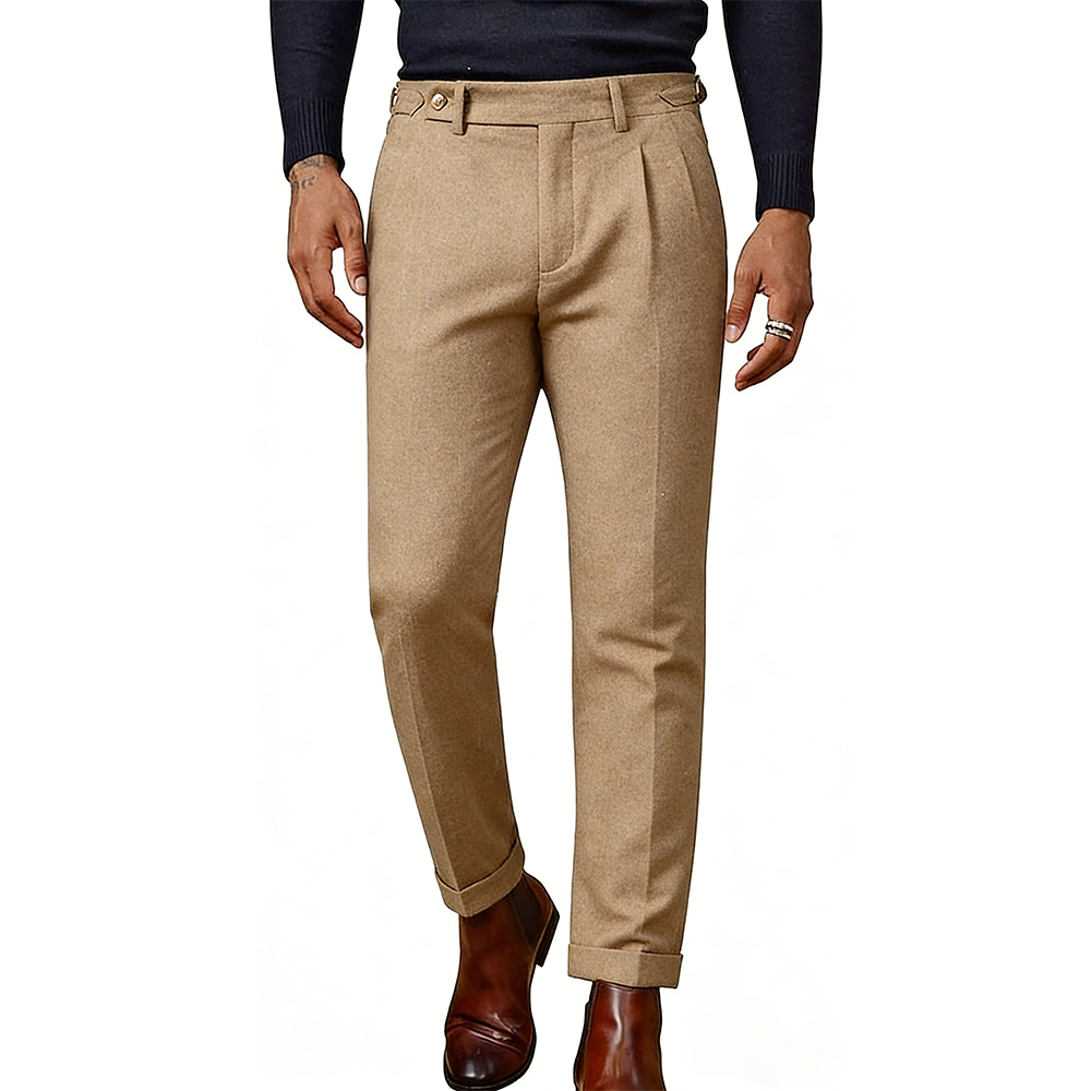 Men's Herringbone Tweed Wool-Blend Dress Pants