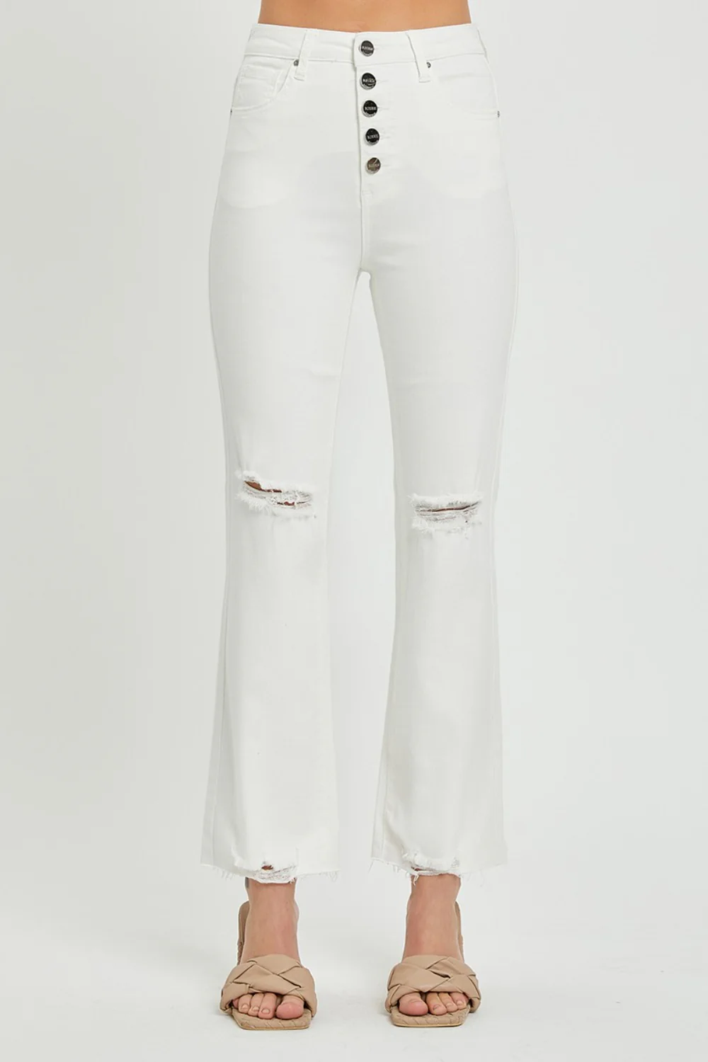 Full Size High Rise Button Fly Straight Ankle Jeans