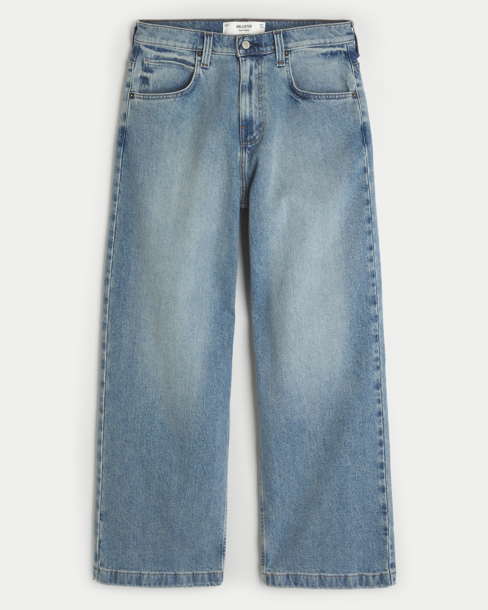 Dark Wash Logo Embroidery Super Baggy Jeans