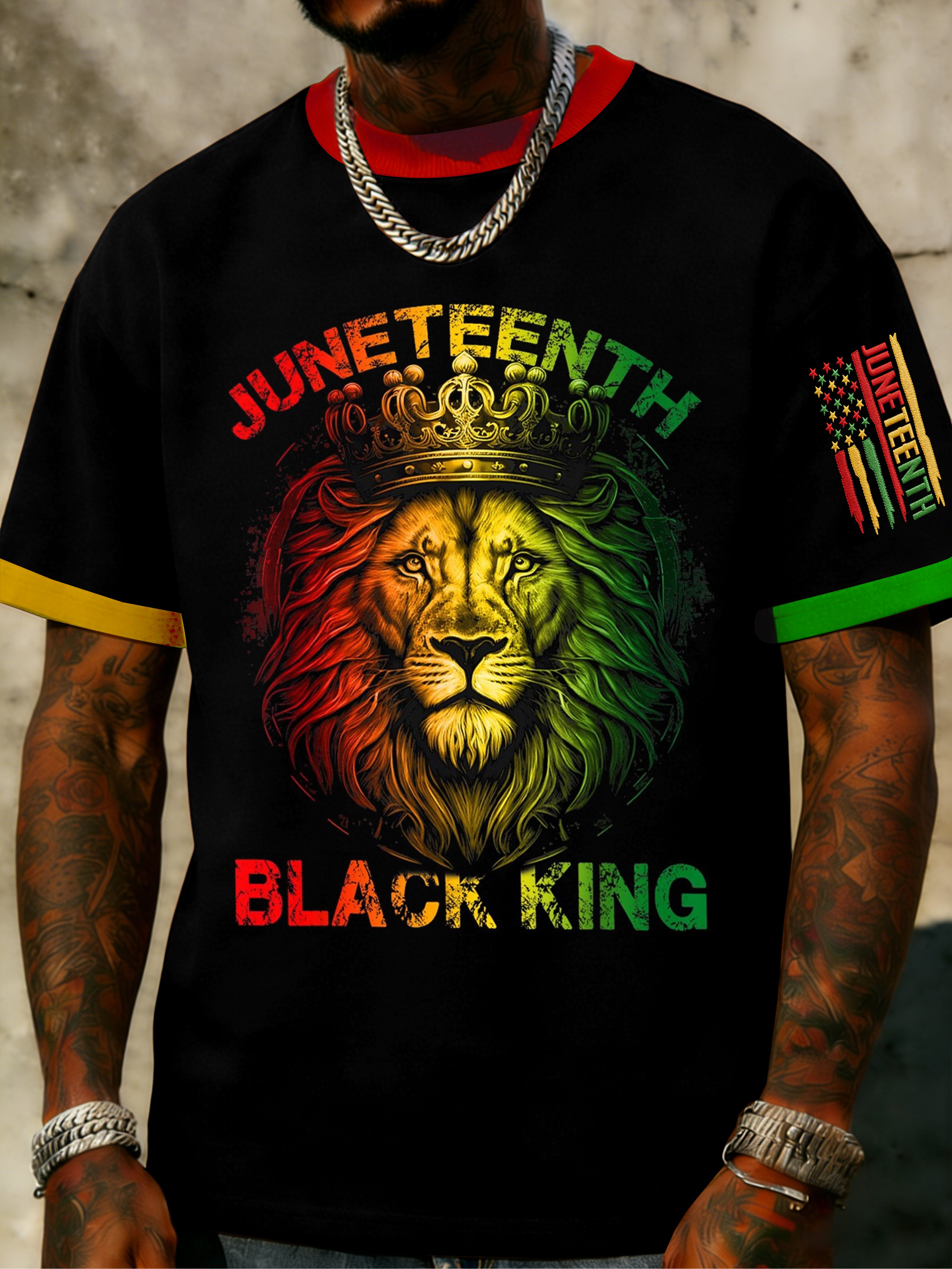 African-American Men's Juneteenth Print Crewneck Top