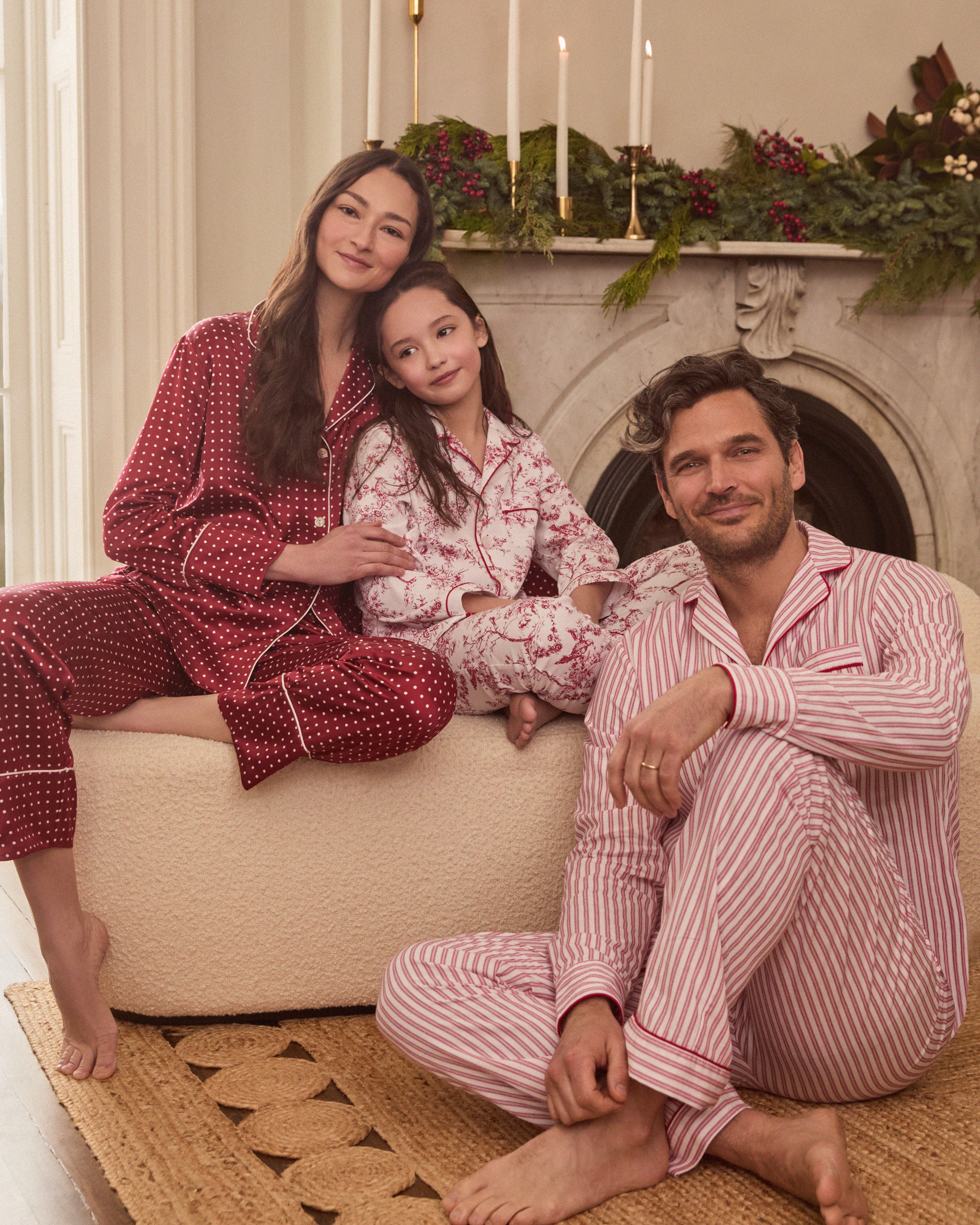 Men's Twill Pajama Set in Antique Red Ticking