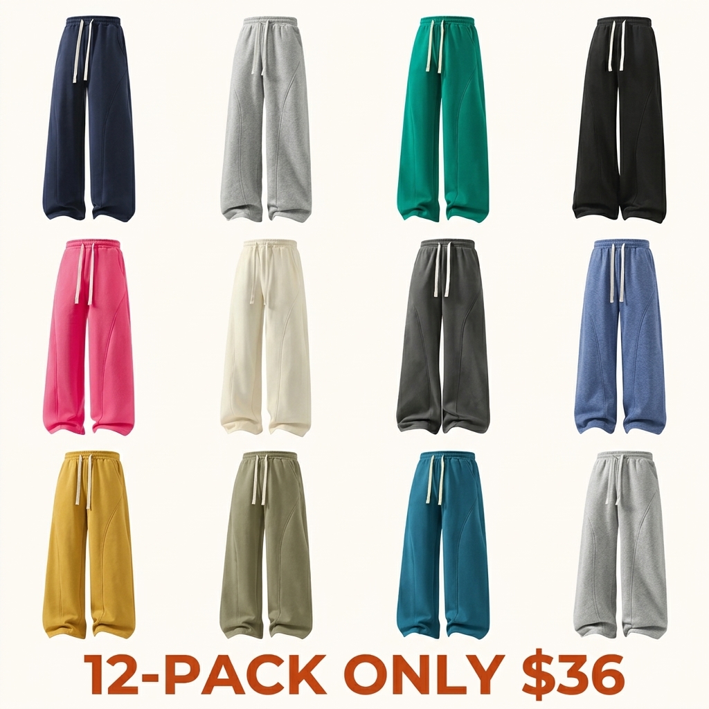 Men's solid-color drawstring trousers featuring a curved cut design.