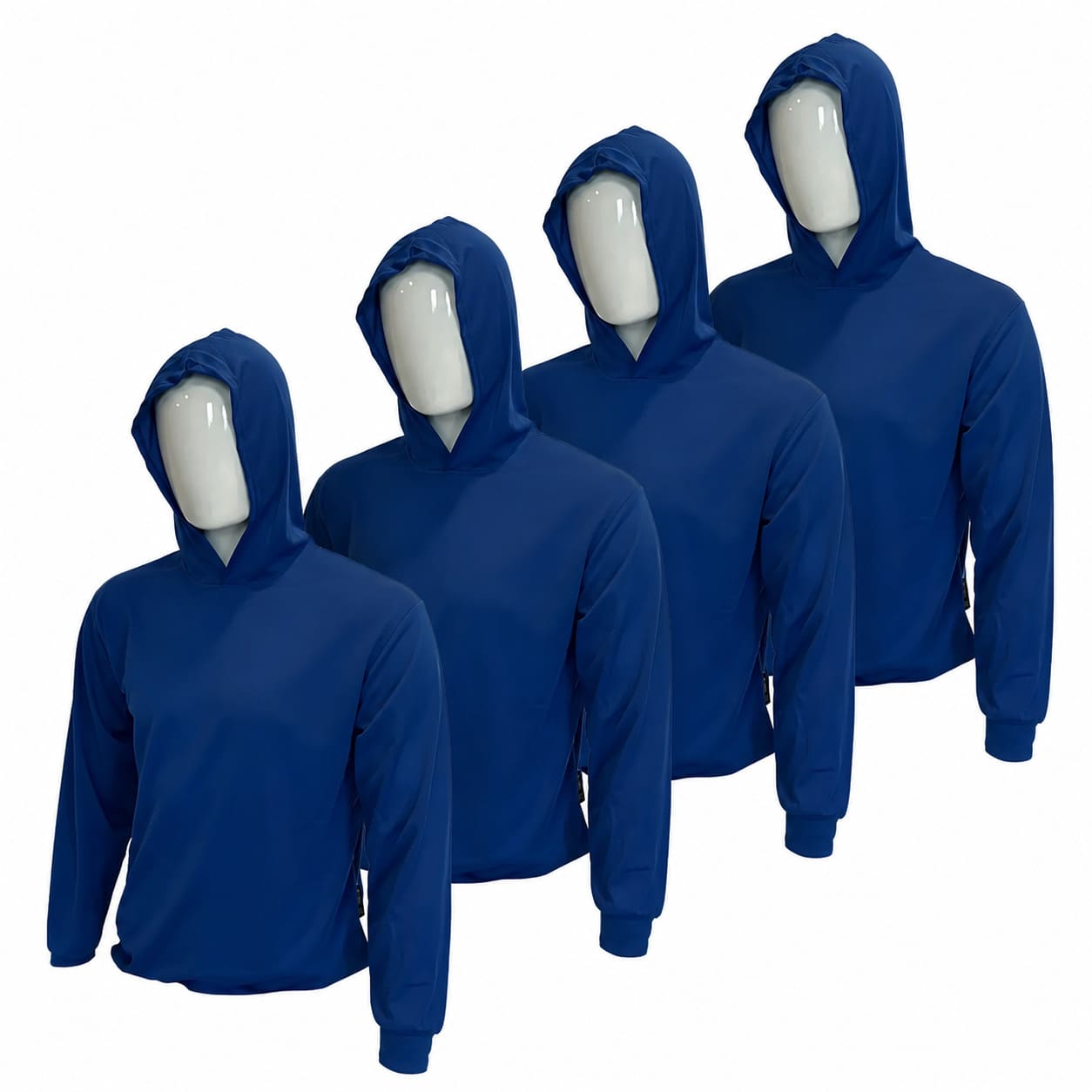 4 SHIRT PACK Hi Visibility ultra light weigh Long sleeve hoodie shirt / 100 % polyester birdeye Fabric for quick dry AVAIALBE IN VARIOUS COLORS