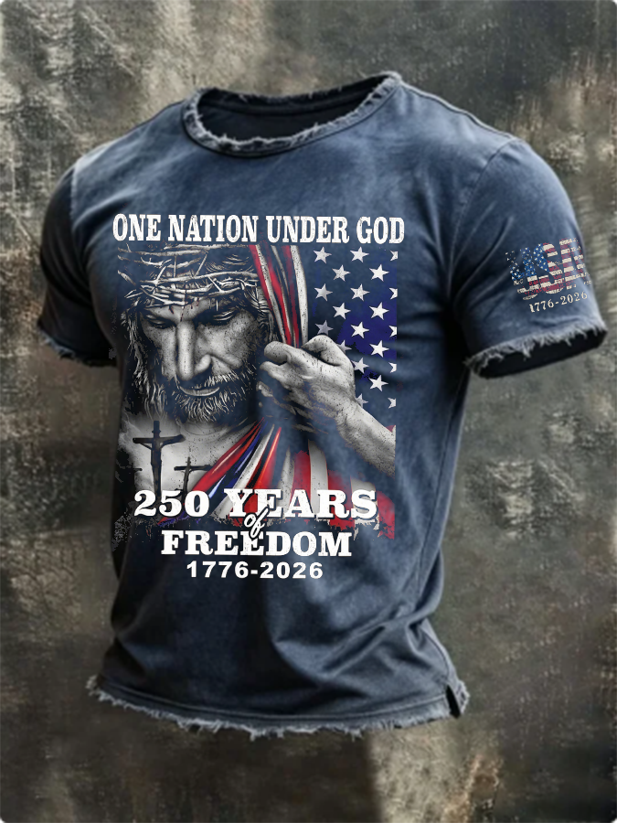 Men's American Flag Printed Casual T-shirt