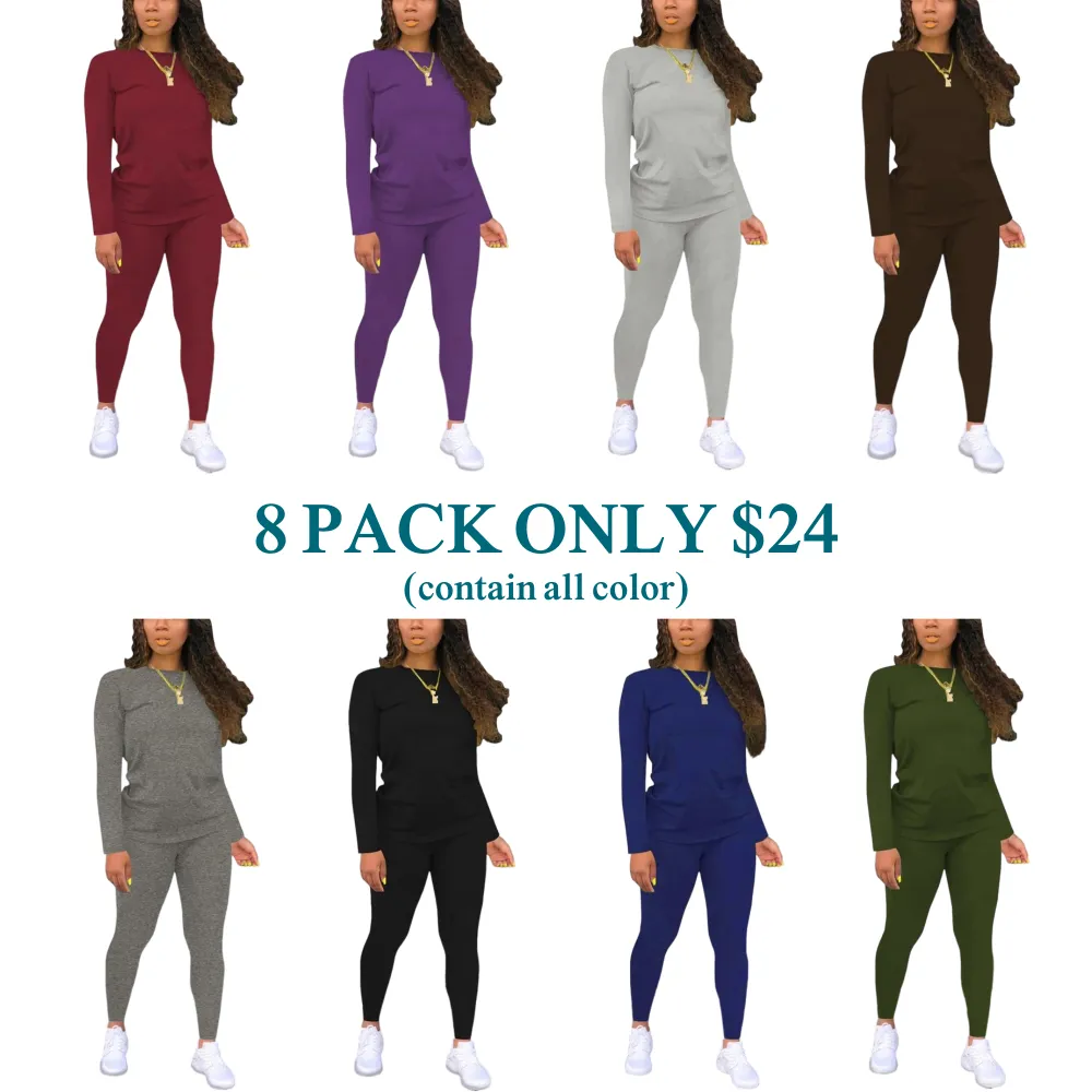 Women's solid color elastic waist pants suit