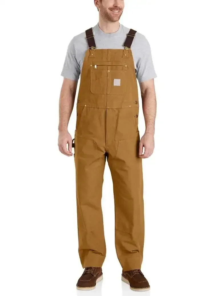 Men's Denim Bib Overalls Workwear with Adjustable Straps & Tool Pockets