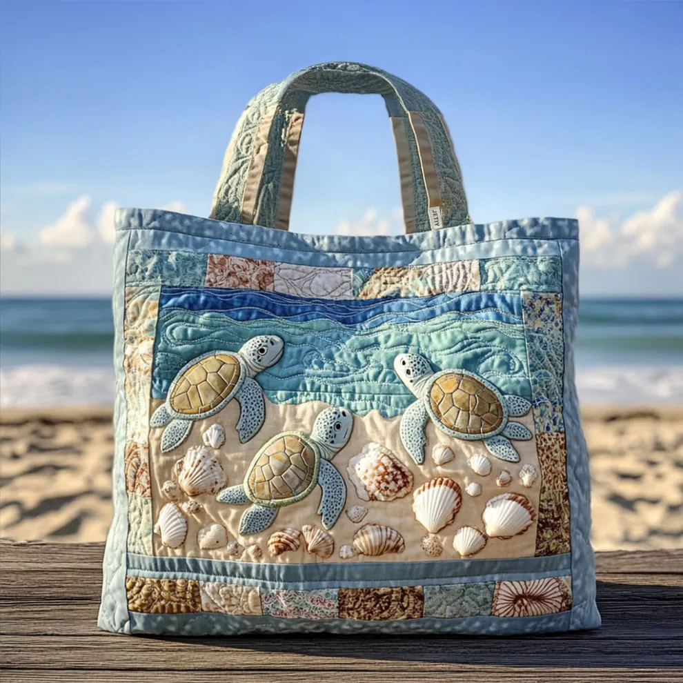 Tides of Serenity – Quilted Sea Turtle Tote Bag