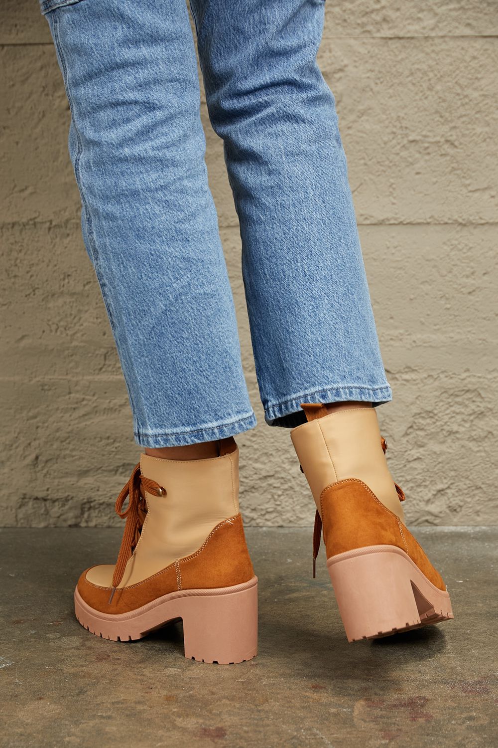 Rustic Charm Lace Up Lug Booties