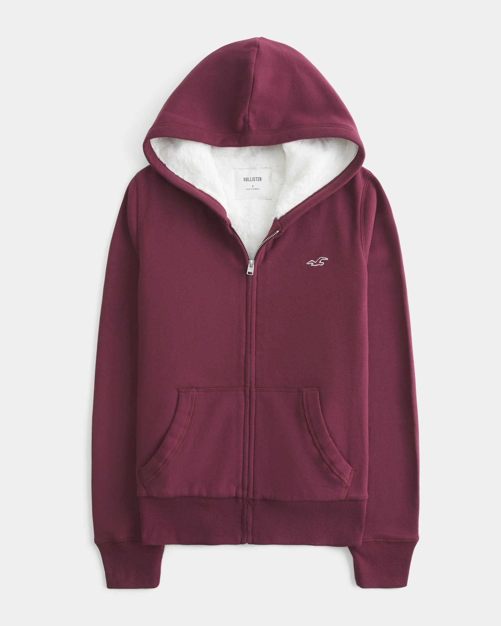 Faux Fur-Lined Zip-Up Hoodie