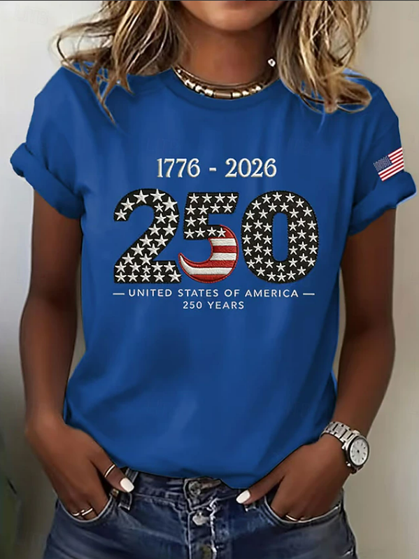 Women's Short Sleeve T-shirt Summer Red Text Letters Printing Jersey Crew Neck Daily Going Out Casual Top
